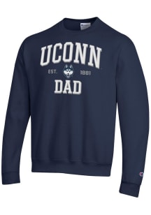 Champion UConn Huskies Mens Navy Blue Est Date Dad Powerblend Long Sleeve Crew Sweatshirt