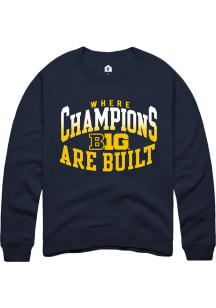 Rally Big Ten Mens Navy Blue Champs Arch Long Sleeve Crew Sweatshirt