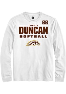 Isabella Duncan Western Michigan Broncos White NIL Stacked Box Long Sleeve Player T Shirt