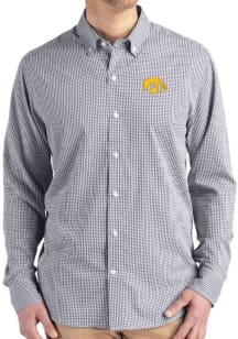 Cutter and Buck Iowa Hawkeyes Mens Black Gingham LS Woven Long Sleeve Dress Shirt