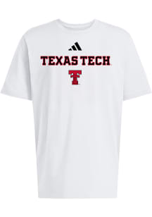 Adidas Texas Tech Red Raiders White Primary Logo Wordmark Short Sleeve T Shirt