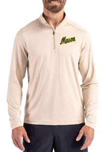 Cutter and Buck George Mason University Mens Oatmeal Vault Coastline Long Sleeve Qtr Zip Pullover