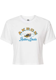 Summit Sportswear Akron RubberDucks White Vintage Arch Script Short Sleeve T Shirt