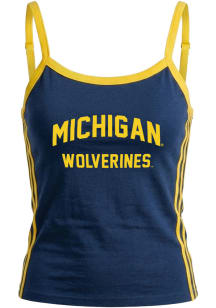 Hype and Vice Michigan Wolverines Womens Navy Blue Sideline Stripes Tank Top