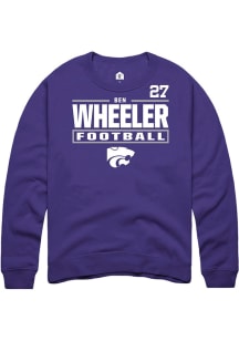 Ben Wheeler K-State Wildcats Mens Purple Football NIL Stacked Box Player Crew