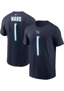 Cam Ward Tennessee Titans Navy Blue Home Short Sleeve Player T Shirt