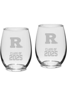 Rutgers Scarlet Knights Class of 2025 Set of 2 Stemless Wine Glass - White