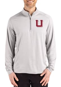 Cutter and Buck Utah Utes Mens Ash Vault Coastline Long Sleeve Qtr Zip Pullover