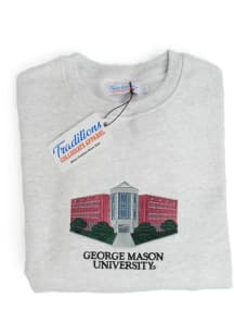 George Mason University Mens Grey Fleece Crew Long Sleeve Crew Sweatshirt
