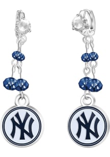 New York Yankees Rhinestone Dangle Hoop Womens Earrings