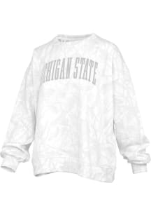 Pressbox Michigan State Spartans Womens White Camo Crew Sweatshirt