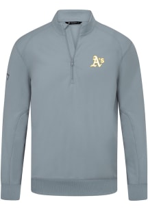 Levelwear Oakland Athletics Mens Grey Upright Insignia 2.0 Long Sleeve Qtr Zip Pullover