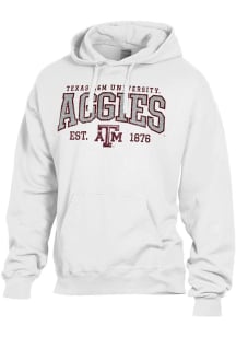 ComfortWash Texas A&M Aggies Mens White Name Mascot Logo Garment Dyed Long Sleeve Hoodie