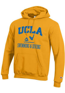 Champion UCLA Bruins Mens Gold Swimming & Diving Icon Powerblend Long Sleeve Hoodie