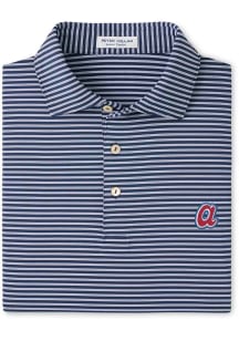 Peter Millar Atlanta Braves Mens Navy Blue Tiebreaker Short Sleeve Polo