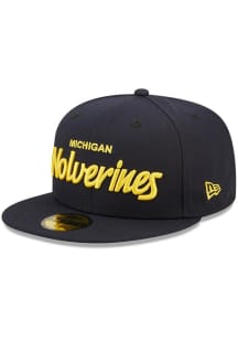 New Era Michigan Wolverines Mens Navy Blue 59FIFTY Fitted Hat