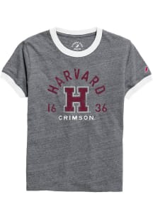 League Harvard Crimson Youth Grey Heather Harvard Arch Block H Short Sleeve Fashion T-Shirt