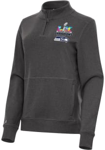 Antigua Seattle Seahawks Womens Black 2025 Super Bowl Champions Crush Qtr Zip