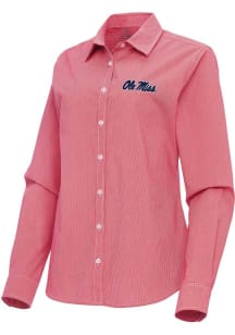 Antigua Ole Miss Rebels Womens Porter Long Sleeve Red Dress Shirt