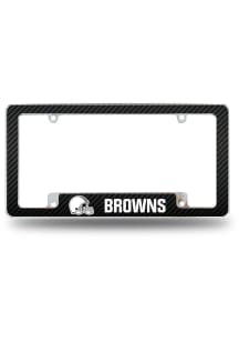 Cleveland Browns Carbon Fiber Helmet All Over Chrome License Plate Frame - Black
