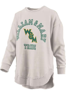 Pressbox William & Mary Tribe Womens Ivory Melange Crew Sweatshirt
