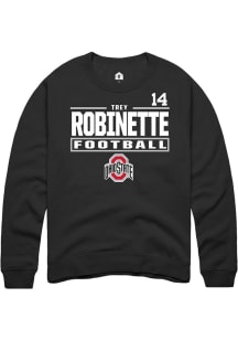 Trey Robinette Ohio State Buckeyes Mens Black Football NIL Stacked Box Player Crew