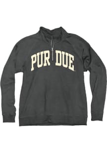 Blue 84 Purdue Boilermakers Womens Black Sanded Fleece Qtr Zip