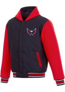 Mens Washington Capitals Reversible Hooded Heavyweight Jacket - Navy Blue