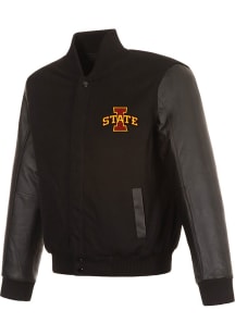Mens Iowa State Cyclones Reversible Wool and Leather Heavyweight Jacket - Black