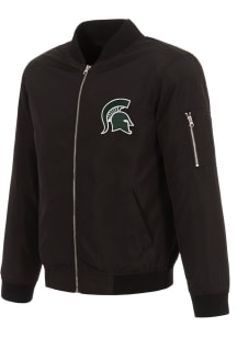 Michigan State Spartans Mens Black Nylon Bomber Light Weight Jacket
