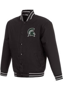 Michigan State Spartans Mens Black Poly Twill Medium Weight Jacket