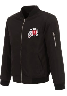 Utah Utes Mens Black Nylon Bomber Light Weight Jacket