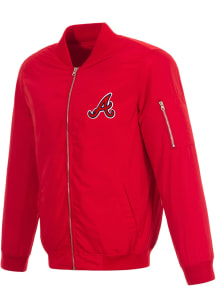 Atlanta Braves Mens Red Nylon Bomber Light Weight Jacket