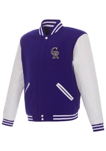 Colorado Rockies Mens Purple Reversible Nylon Bomber Medium Weight Jacket