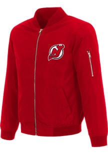 New Jersey Devils Mens Red Nylon Bomber Light Weight Jacket