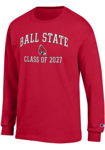 Champion Ball State Cardinals Red Primary Class of 2027 Jersey Long Sleeve T Shirt