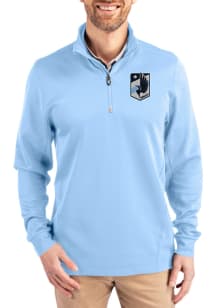 Cutter and Buck Minnesota United FC Mens Light Blue Traverse Long Sleeve Qtr Zip Pullover