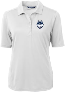 Cutter and Buck UConn Huskies Womens White Virtue Eco Pique Short Sleeve Polo Shirt