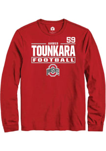 Ahmed Tounkara Ohio State Buckeyes Red Football NIL Stacked Box Long Sleeve Player T Shirt