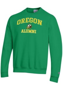 Champion Oregon Ducks Mens Green Logo Alumni Powerblend Long Sleeve Crew Sweatshirt
