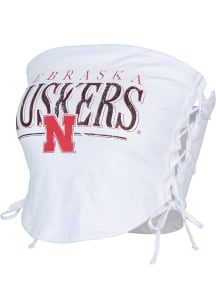 Nebraska Cornhuskers Womens White Lace Up Tank Top