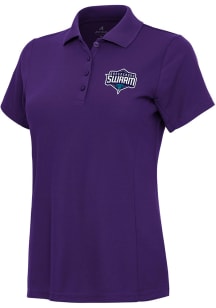 Antigua Greensboro Swarm Womens Purple Legacy Pique Short Sleeve Polo Shirt