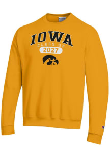 Champion Iowa Hawkeyes Mens Gold Class of 2027 Powerblend Long Sleeve Crew Sweatshirt