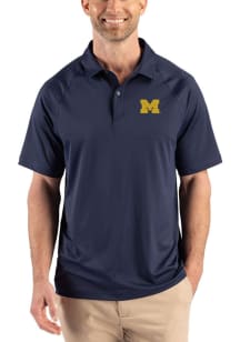 Cutter and Buck Michigan Wolverines Navy Blue Prospect Eco Big and Tall Polo