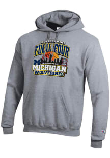 Champion Michigan Wolverines Mens Grey 2026 Men's Basketball Final Four Bound Long Sleeve Hoodie