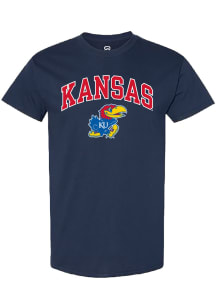 Summit Sportswear Kansas Jayhawks Navy Blue Arch Mascot Short Sleeve T Shirt