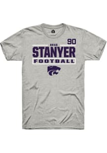 Brad Stanyer K-State Wildcats Ash Football NIL Stacked Box Short Sleeve Player T Shirt