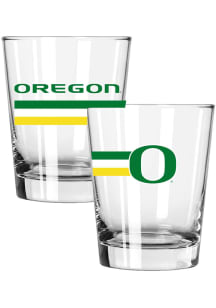 Oregon Ducks Big Stripes 2 Pack 15oz Etched Rock Glass - Clear