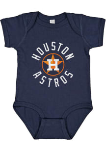 Houston Astros Baby Navy Blue Vintage Circle Short Sleeve One Piece