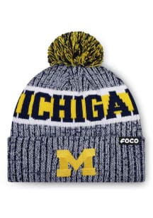 Forever Collectibles Michigan Wolverines Navy Blue Wordmark Heather Light Up Beanie Mens Knit Hat